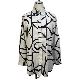 Finley Graphic Abstract Shirt Cotton White Black